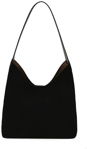 Introti Retro-Tragetasche, mattiert, großes Fassungsvermögen, vielseitige Unterarmtasche, einfarbig, für Reisen, Einkaufen, Arbeit, Schwarz , 380.00x130.00x250.00mm/14.96x5.12x9.84inch