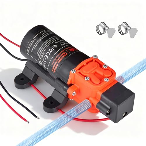 VEVOR Pompa a Membrana dell'Acqua per Camper 12 V CC 4,5 L/min, Pompa dell'Acqua a Membrana Autoadescante a 2 Camere Pressione max. 80 PSI, per Camper, Roulotte, Barche, Irrigazione Giardino