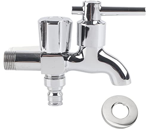 Fafeicy G1/2in Einzigen Kalten Doppel Wasserhahn Wasserhahn Köpfe 1 Einlass 2 Auslass Dual-Use-Waschmaschine Badezimmer Zubehör
