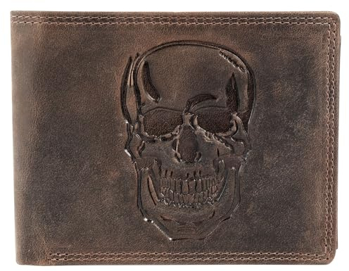 Akzent Geldbörse für Herren aus Leder in Braun, Geldbeutel mit Druckknopf in 9 x 12 x 2 cm