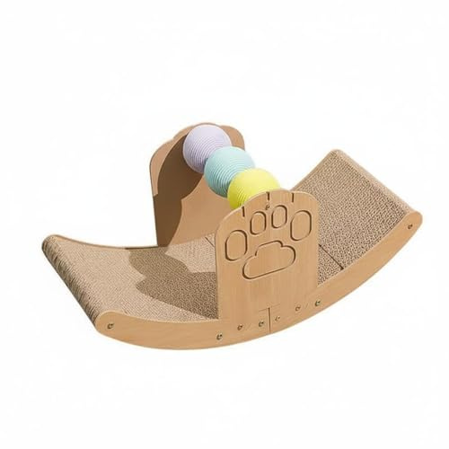predolo Katzenwippe mit Kratzpappe große Liegefläche Kratzbrett Schaukelbett modernes Design Katzenkratzbrett, Boot+Wippe+Quadrat