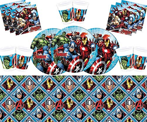 Marvel Avengers Assemble Birthday Party Tableware Plates Cups Napkins Tablecover -16 Guests
