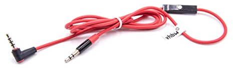 vhbw cavo audio AUX sostituisce Beats by Dr. Dre MHE12G/A per cuffie - Con jack da 3,5 mm, microfono, rosso