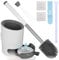 WC Bürste Toilettenbürste aus Silikon Klobürste mit Halter Set Ersatz Borstenlose Schnelltrocknend Antibakteriell Klobürstenhalter ohne Bohren Wandmontage Stehen Edelstahl Griff für Badezimmer Küche