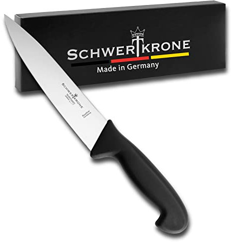 Schwertkrone® Fleischmesser [MADE IN SOLINGEN - GERMANY] - Fleischmesser extrem Scharf - Tranchiermesser - BBQ Messer Grillmesser - Küchenmesser Scharf Profi Messer - Chef Knife (Klinge: 18cm)