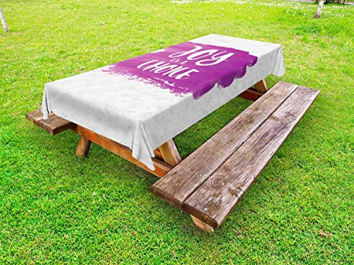 ABAKUHAUS Fuchsie Outdoor-Tischdecke, Joy ist eine Art Wahl Wörter, dekorative waschbare Picknick-Tischdecke, 145 x 210 cm, Fuchsia Weiß
