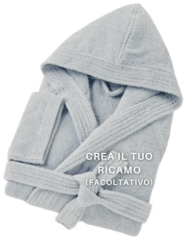 MAYRA Accappatoio Personalizzabile in Spugna 100% Cotone 500 gr Taglie Calibrate | Adulto, Uomo, Donna, Hotel | Personalizzato con Iniziali, Nome, Logo | Design e Ricamo Made in Italy (XL, Grigio)