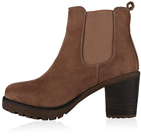 Giralin Damen Schnürstiefeletten Leicht Gefütterte Plateau Stiefeletten Zierperlen Schuhe Schnallen Boots Nieten Schnürboots 179270 Schlamm 39