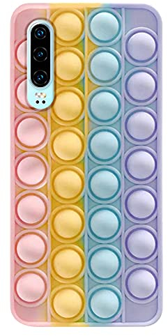 Herbests Kompatibel mit Huawei P30 Hülle Fidget Toys Phone Case Fidget Handyhülle Stressspielzeug Bubble Phone Case 3D Pop Bubble Stress Spielzeug Autismus Special Need Fidget Toy