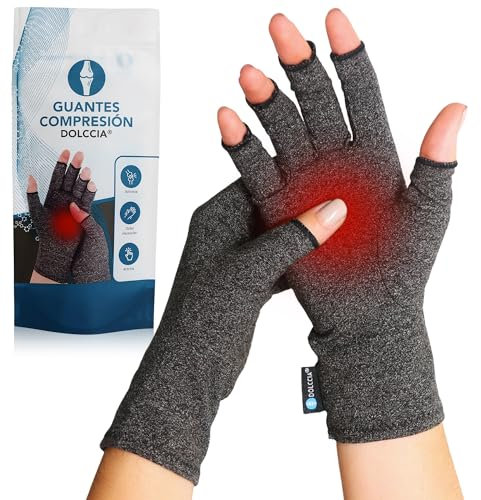 DOLCCIA Guantes de compresión artritis, Alivio para dolor de manos y artrosis, Mejora la hinchazón y circulación, 1 par mujer y hombre (M)