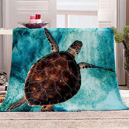 FANSU Kuscheldecke Flauschig Flanell Decke, 3D Microfaser Weich Warm Plüsch Fleecedecke Sofadecke Couchdecke Wohndecke Bettdecke Tagesdecke (150x200cm,Sea Turtle)