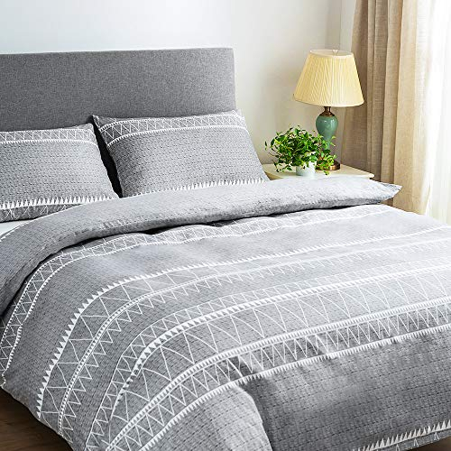 Lekesky Bettwäsche 200x220 - Bettbezug 200x220 cm, Bedding Muster Grau für Doppelbett mit Reißverschluss Kopfkissenbezug 80x80cm*2
