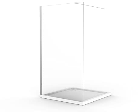 Box Doccia Walk-In 150cm Altezza 200cm Vetro Temperato Trasparente da 8mm con Trattamento Anticalcare