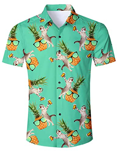 TUONROAD Hawaii Aloha Shirts Men's Hawaii Casual Button Down Short Sleeve Hawaiian Shirt Holiday Party Tropical Shirt XL