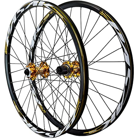 TOMYEUS 24 Zoll Mountainbike Laufradsatz, 26/27,5/29 Zoll Doppelwandig Aluminiumlegierung Hybrid/MTB Fahrradfelge Scheibenbremse Kompatibel 7/8/9/10/11 Speed 2150g (Farbe : Gold, Size : 29 inch)