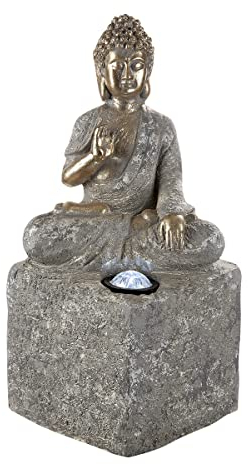GILDE Deko LED-Solar Buddha Figur sitzend - für den Außenbereich geeignet - Höhe 46 cm