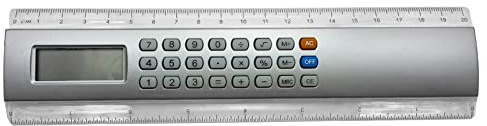Worparsen Regla Calculadora de 20 cm Tamaño de bolsillo Calculadora Inteligente Regla Dibujo Suministros Multifuncional Plata