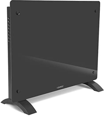 Riscaldatore elettrico di lusso | Stufa elettrica | Termoconvettore smart a pannello in vetro - 1500W - Grigio | Controllo manuale e Wifi
