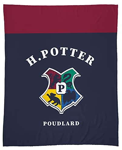 Harry Potter Stripe Plaid | 100% poliestere | Oeko-TEX | 125 x 150 cm | Stampa ragazzo | Blu marino