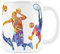 Purely Home Tasse de basket-ball – Sport abstrait effet peinture blanc café/thé cadeau pour les fans de basket-ball
