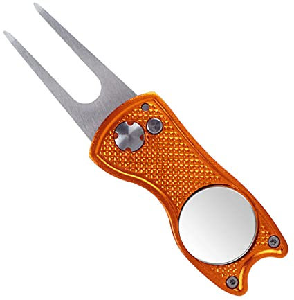 Eshan Divot Repair Tool with Golf Ball Marker Men Women Golfer Gifts Golf Sports Court Accssories For Golf Gloves Hats Bags Caps Visor Belt Pocket (Orange)