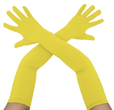 Aniler Herren und Damen 55,9 cm lange Spandex-Handschuhe Erwachsene Lange Übergröße Stretch Handschuhe über Ellenbogen Cosplay Kostüm Handschuhe, gelb, Einheitsgröße
