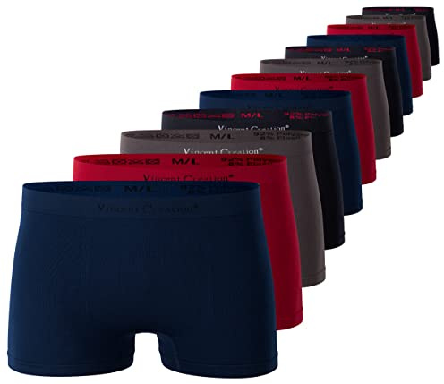 Vincent Creation Lot de 12 boxers sans couture pour homme, style rétro, en microfibre douce et souple, S-M