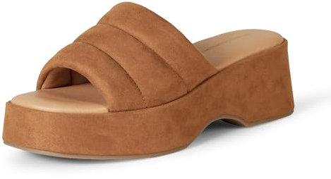 Amazon Essentials Sandalia sin Cordones con Plataforma Mujer, Bronceado Micro Gamuza, 36 EU