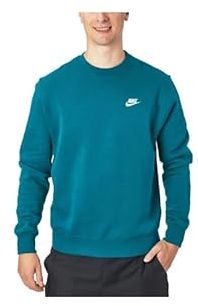 NIKE BV2662-381 M NSW CLUB CRW BB Sweatshirt Men's GEODE TEAL/WHITE Size 3XL