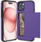 ACOCOBUY for iPhone 15 Case with Card Holder Sliding Cover Hidden Pocket IDs Credit Cards Slot Heavy Duty Shockproof Protective Dual Layer Wallet Phone Cover Back Shell for Men Women 6.1 inch Purple