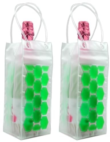 Lot de 2 sacs isothermes pour bouteille de vin et de bière - Refroidissement instantané et garde votre boisson froide - Garde au frais et au frais - Champagne et vin (vert)