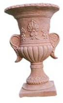 OUTLET DEL GIARDINO Vaso Tondo Festonato Calice In Polvere Di Marmo Coppetta Altezza 29 Cm - Diametro 19 Cm - Base 12x12 - Peso 4 Kg