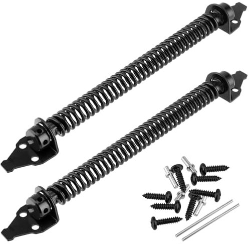YUENPUN 2 PCS 14 Inch Self Closing Gate Spring, Adjustable Garden Gate Door Closer Spring, Heavy Duty Gate Spring with Fittings, Metal Gate Spring Closer Outdoor, Gate Spring Closer for Wooden Gate