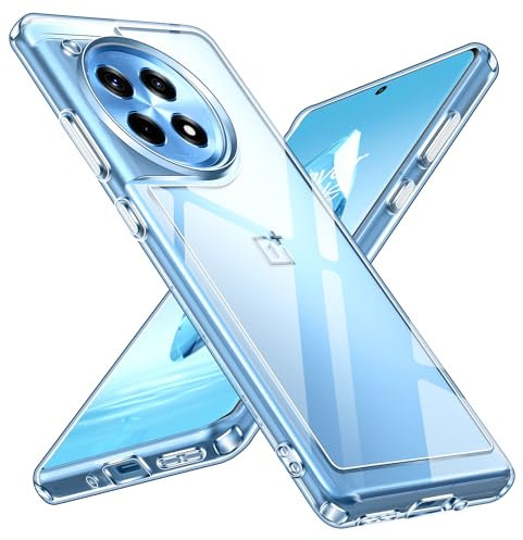 ivoler Anti-Amarillo Clara Funda para Oneplus 12R, [Protección Militar] Carcasa Bumper Teléfono Antigolpes Transparente Anti-arañazos Silicona PC Duro Case