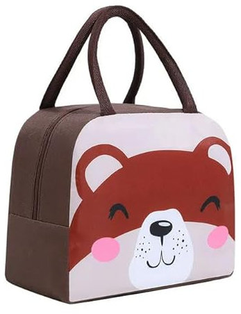 Tragbare Kühlschrank-Thermotasche für Damen, Kinder, Schule, thermisch isolierte Lunchbox, Tragetasche, Lebensmittel, kleine Kühltasche, Brauner Bär