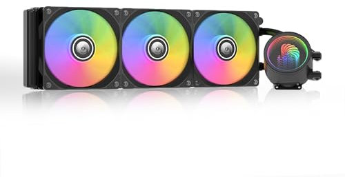 AIO ARGB CPU Liquid Cooler, 3X 120mm Addressable RGB PWM Fans Pump, 360mm Radiator AIO Water Cooler, Triple 120mm 3 pin PWM Addressable RGB Radiator Fans for Gaming Console