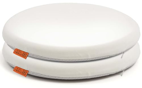 Sitzkissen Stuhl 40x40 cm im 2er Set – Sitzkissen Outdoor mit Memory Foam -Sitzkissen für Indoor & Outdoor Nutzung – Mittelhart H3 Sitzpolster Gartenstuhl Balkon Terrasse (Beige, Rund 2 Pack)