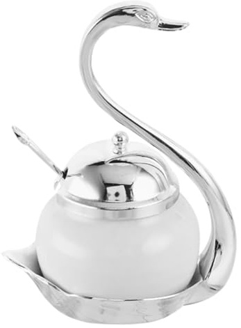 KICHOUSE Rustic Swan Shape Honey Jar Airtight Cookie Jar Honey Pot Sugar Container Condiment Bottle