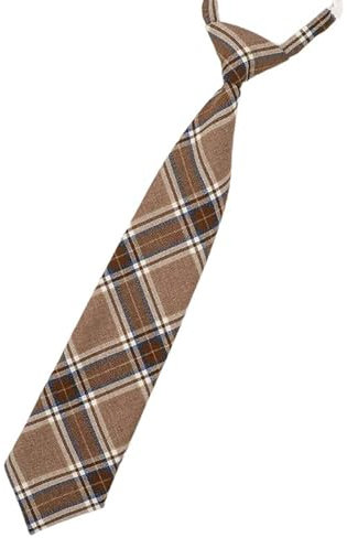 alloneslife Cravate vintage marron à carreaux rayée pré-nouée pour femme, Cravate à carreaux de, See size chart