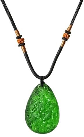 GAUEIOUR Green Energy Chakra Adjustable Rope Necklace,Irregular Natural Green Crystal Pendant Gem Glass Necklace Gift for Man and Women(Green)