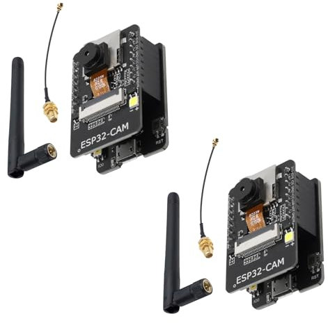Für ESP32 CAM-Modul, QIQIAZI für ESP32-CAM-MB Dual-Core WiFi Bluetooth mit Kamera OV2640 + 2,4 G Antennen IPEX, Micro-USB, mit Steckplatz für TF-Karte, kompatibel mit Arduino(2 Stück)