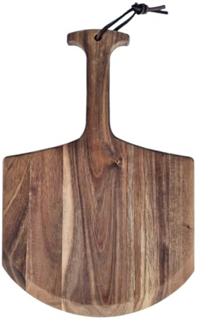 Forneza Pala para pizza de madera de acacia, 450 x 305 x 13 mm, pala para pizza con bordes redondeados y mango alargado, pala para pan para pizzas de diferentes tamaños