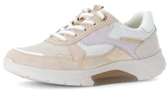 Gabor Damen Low-Top Sneaker, Frauen Halbschuhe,schnürschuhe,schnürer,straßenschuhe,Strassenschuhe,Sportschuhe,Puder/Weiss/Platino,41 EU / 7.5 UK