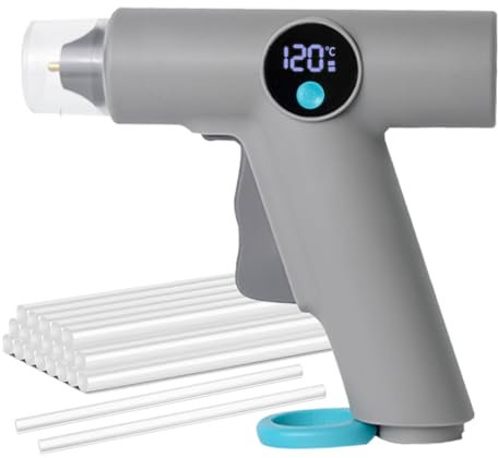 Huzoomtoyz Heißklebepistole mit 2500mAh akku Heißklebepistole, LCD-Temperaturanzeige, Anti-Tropf-Düse und 20 Heissklebepistole Klebesticks, für DIY, Handwerk und schnelle Reparaturen