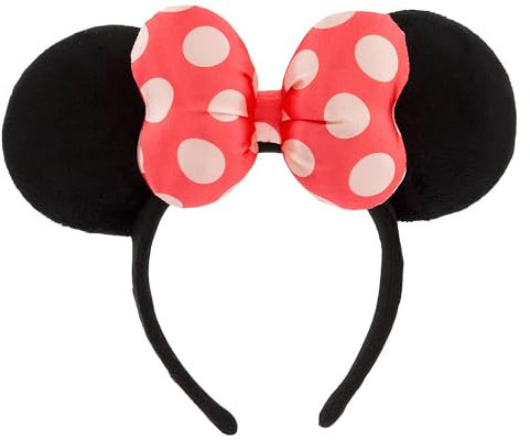 Disney Store Official Serre-tête à Oreilles de Minnie pour Adultes, Oreilles Noires et nœud Rose, Accessoire Disneyland et Disney World