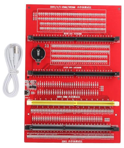 RAM Memory Diagnostic Analyzer,4 in 1 Desktop RAM Memory Tester PCB DDR3 DDR4 DDR5UDMM DDR5RDIMM Tester Card with Light for Testing Faults in Memory Hardware