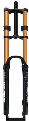 BSFHQS Forchetta Ad Aria 26 27.5 29 Forcella Ammortizzata per Mountain Bike 1-1/8 Dritto Forcella Anteriore A Doppia Spalla Downhill Viaggio 180mm 9 * 100mm QR Freno A Disco(Gold,26in)