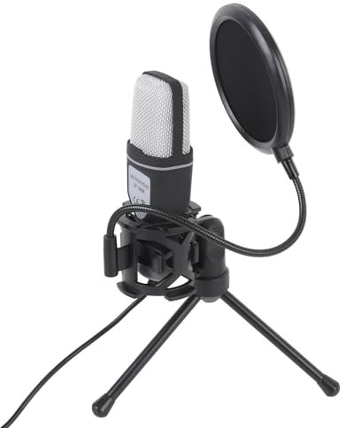 Jectse Microfono da Gioco a Condensatore USB, Microfono Cablato Senza Fili a 2 modalità con Luce RGB, Microfono Desktop per Computer PC con Riduzione del Rumore con Supporto per