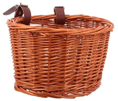 BESPORTBLE Fahrradkorb Rattan Handgeflochten Stabiler Lenkerkorb Honigfarben Kinder Und Erwachsenefahrrad Alltagsnutzung Transportkorb Für Bücher Und Lebensmittel