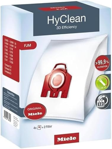 N2 ELECTROITALY FJM Per HyClean 3D Efficiency, Sacchetti per Aspirapolvere con Sacco, 4 SACCHETTI, Compatibile per Miele 9917710